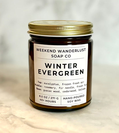 Winter Evergreen | Amber Glass Soy Candles