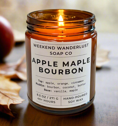 Apple Maple Bourbon | Amber Glass Soy Candles