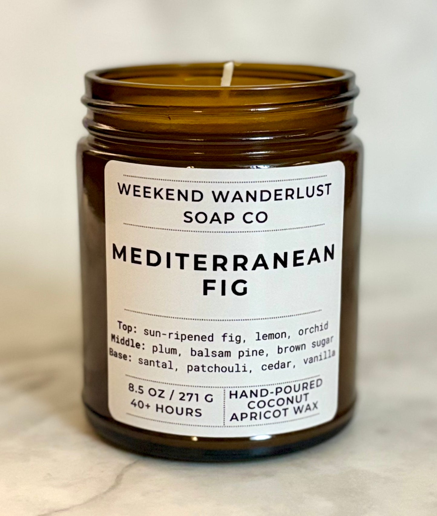 Mediterranean Fig | Amber Glass Apricot Coconut Wax Candles