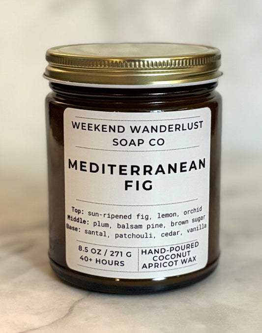 Mediterranean Fig | Amber Glass Apricot Coconut Wax Candles