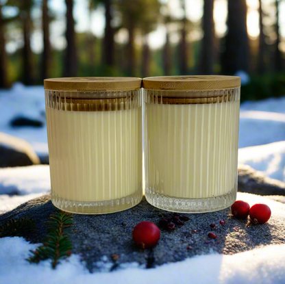 Norwegian Cranberry Fjord | Ribbed Glass Soy Candle